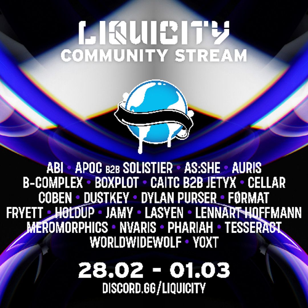 Lineup poster for the Liquicity Community Stream 2026